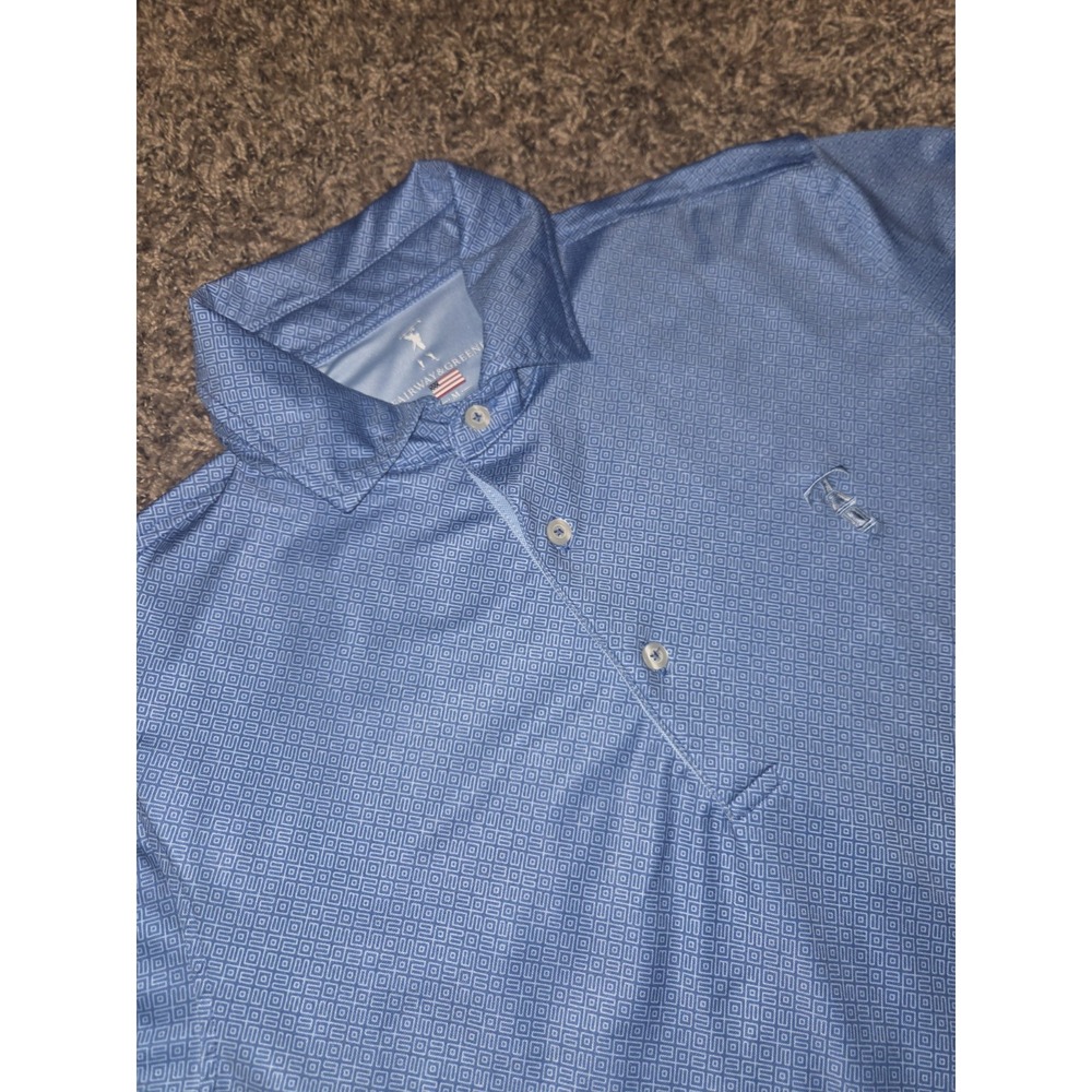 Fairway & Greene Polo Men's M Blue Geometric Made In USA Golf Logo